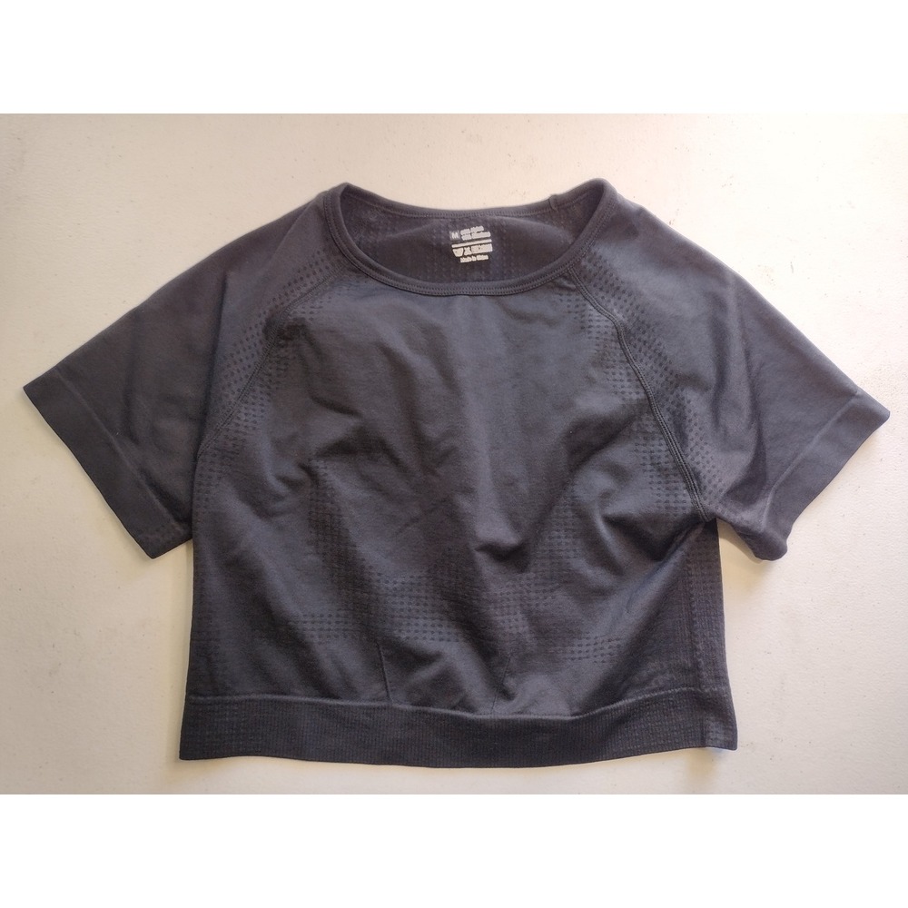 Womens Seamless Athletic‎ Crop Top Short Sleeve Charcoal Gray Size M
